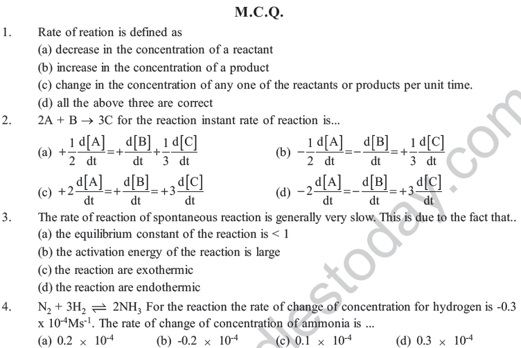 NEET UG Chemistry Chemical Kinetics MCQs, Multiple Choice Questions